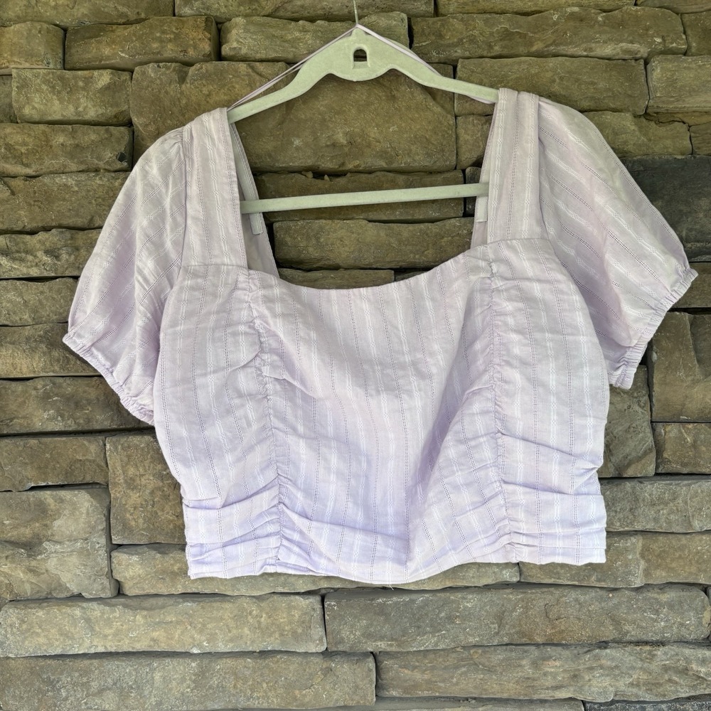 Lost + Wander Cropped Square Neck Top Lilac Size M‎